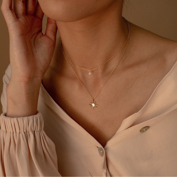 Starlight Pendant Gold Double Charm necklace - Picture 4 of 5